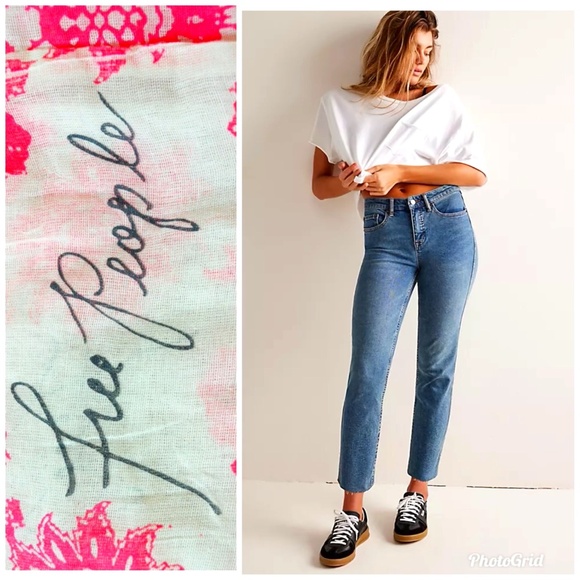 Free People CRVY High-Rise Vintage Straight Jeans in Dark Indigo, Size 28 - Picture 1 of 6